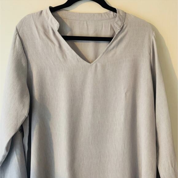 Abigail Asymmetric Hemline Roll Tab Sleeve Blouse - Picture 6 of 7